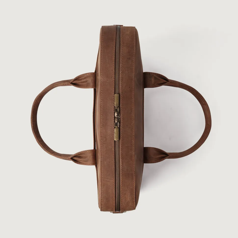 The Captain Vintage Tan Brown Leather Briefcase
