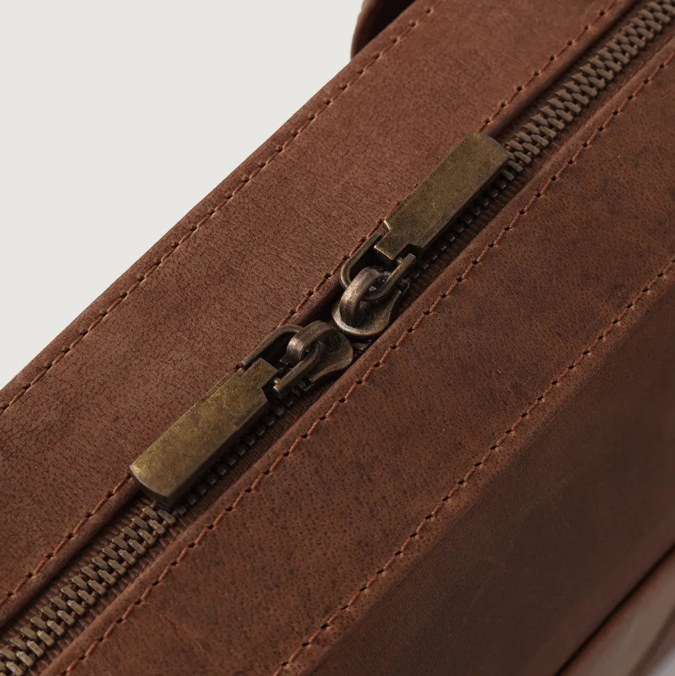 The Captain Vintage Tan Brown Leather Briefcase