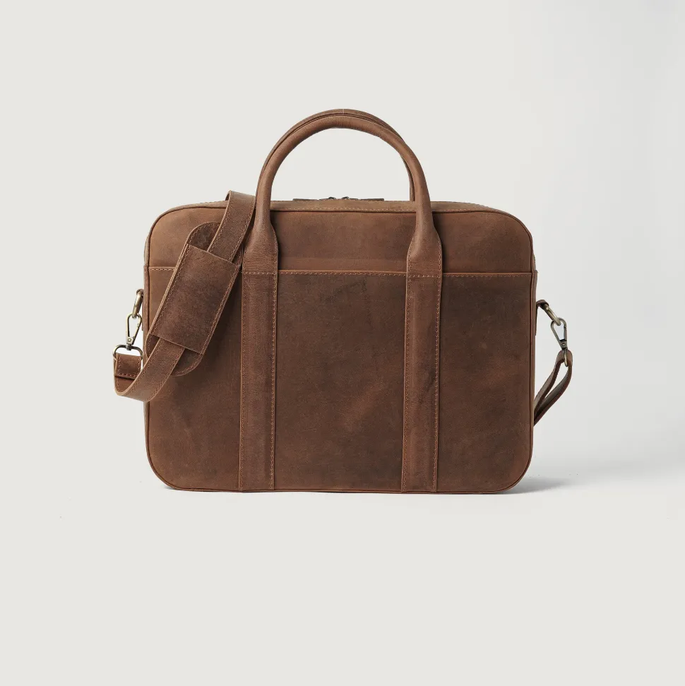 The Captain Vintage Tan Brown Leather Briefcase