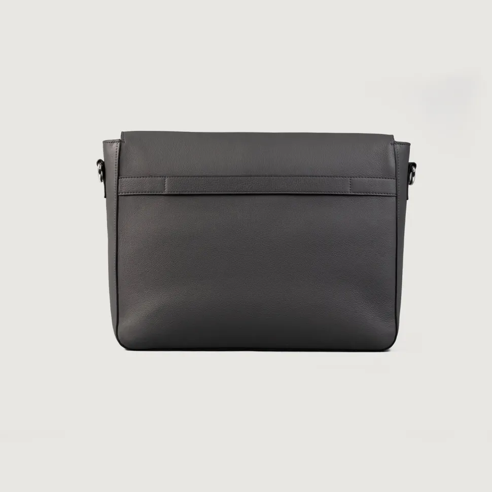 The Carismatico Grey Leather Messenger Bag
