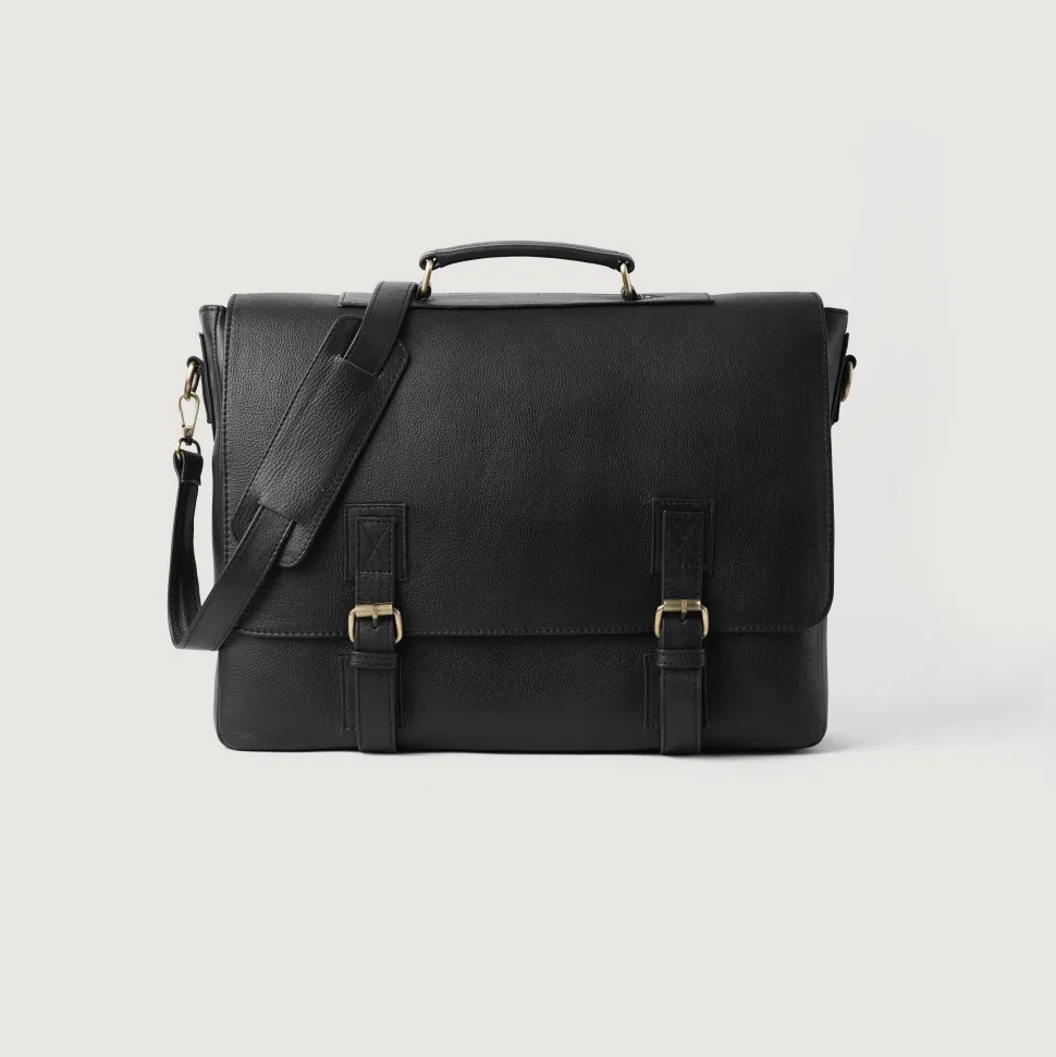 The Cristoph Black Leather Messenger Bag