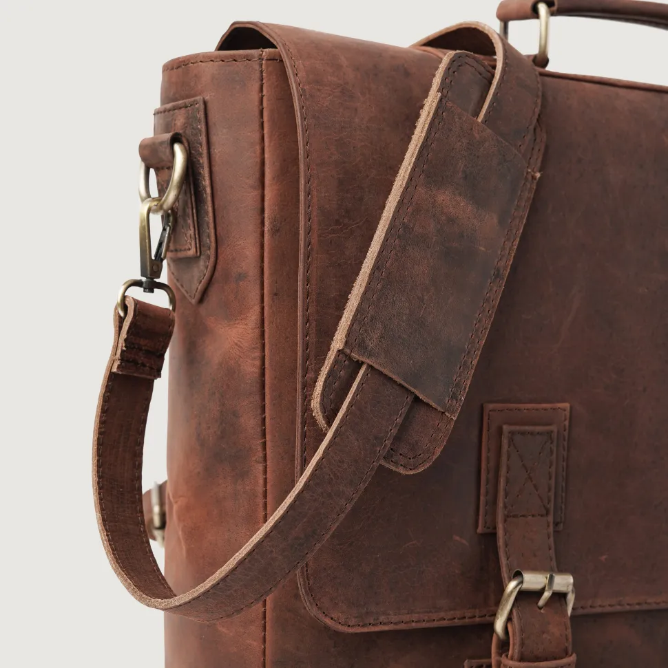The Cristoph Vintage Distressed Brown Leather Messenger Bag