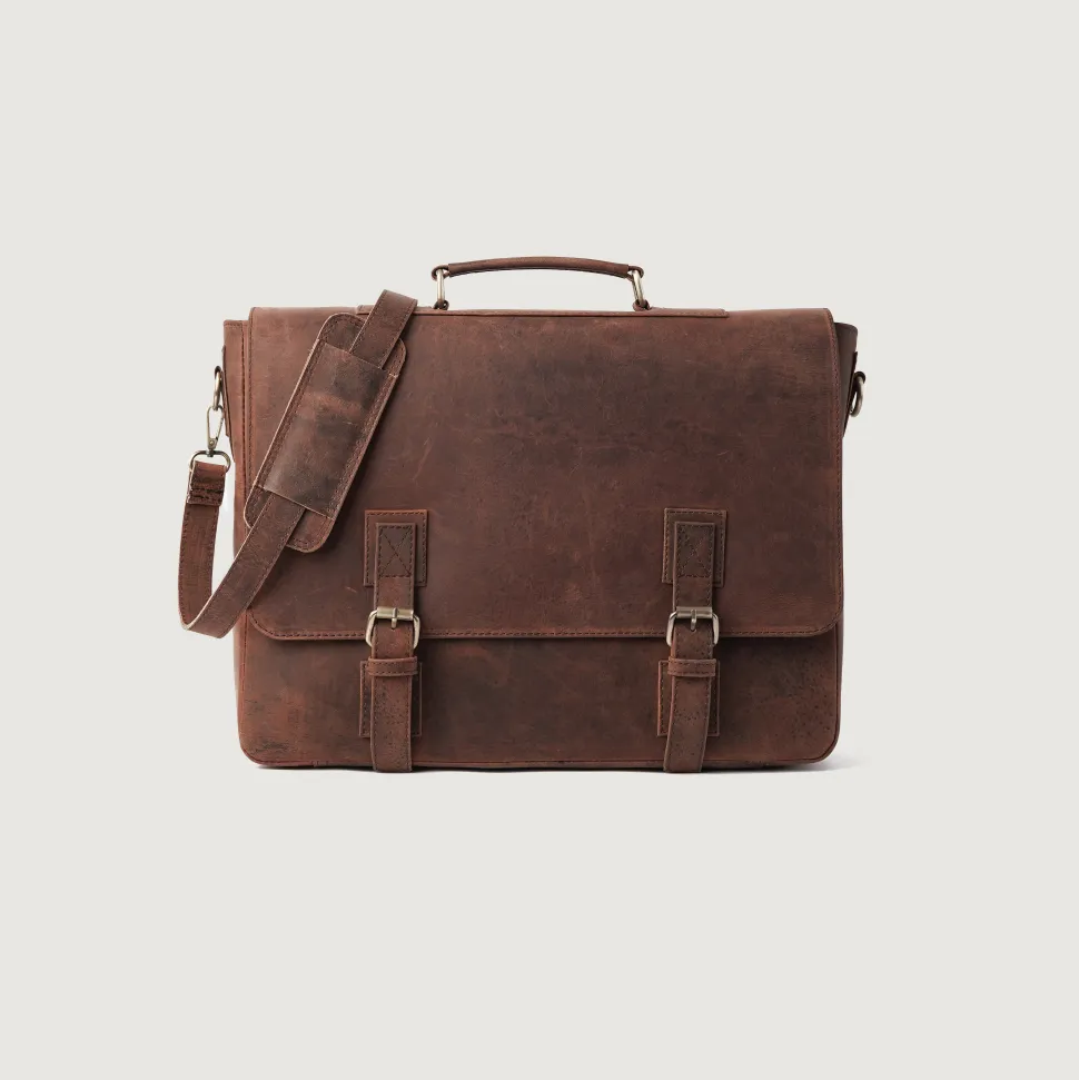 The Cristoph Vintage Distressed Brown Leather Messenger Bag