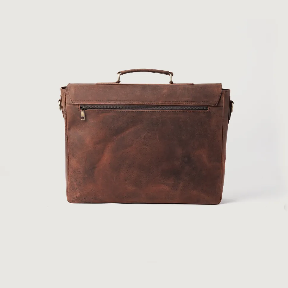 The Cristoph Vintage Distressed Brown Leather Messenger Bag