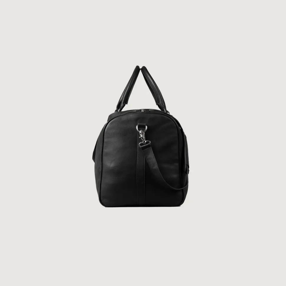 The Darrio Black Leather Duffle Bag