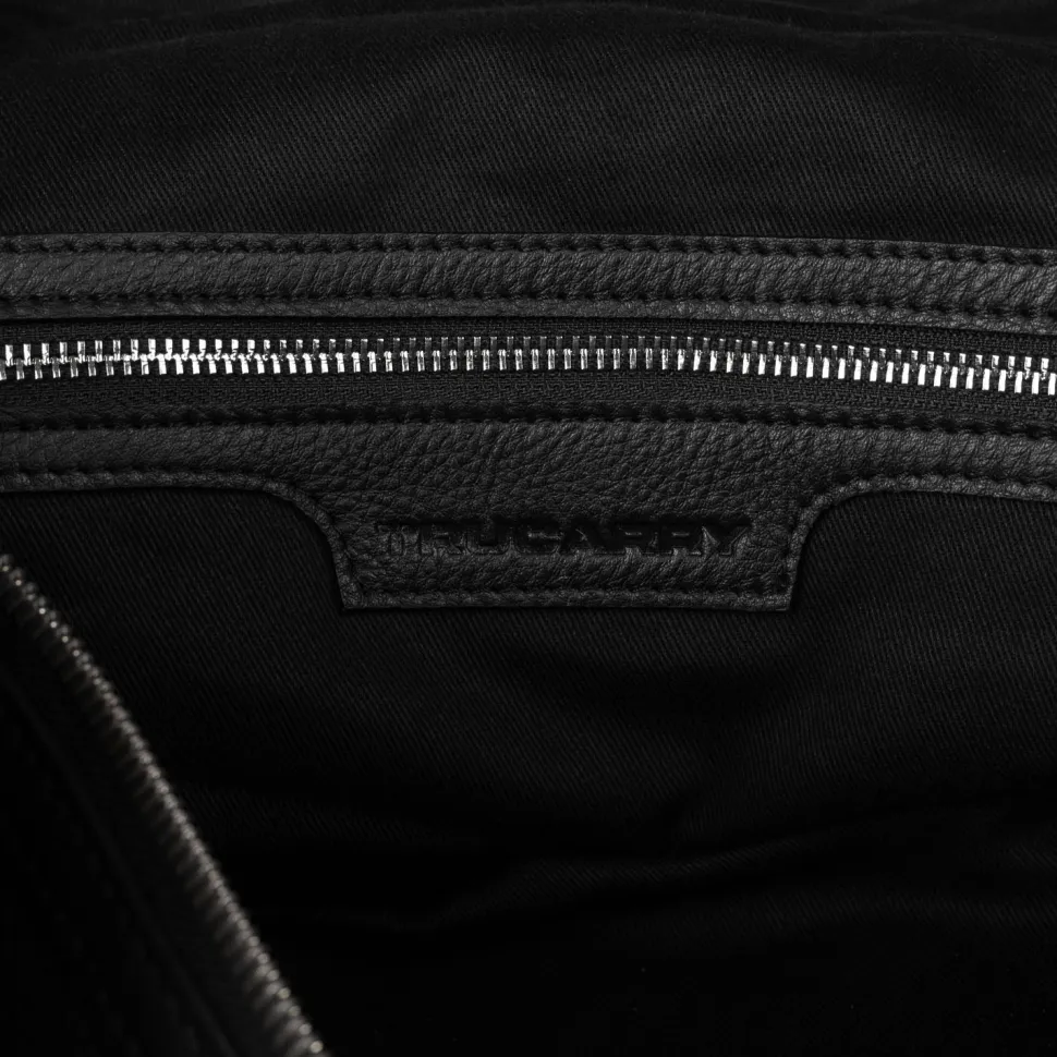 The Darrio Black Leather Duffle Bag