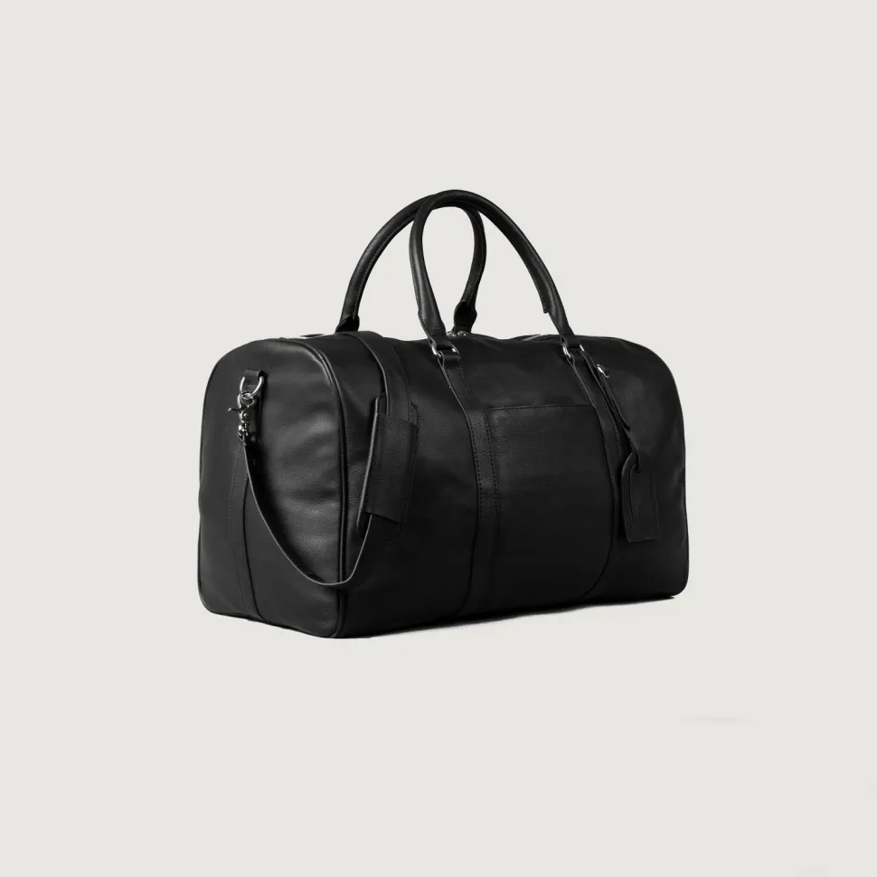 The Darrio Black Leather Duffle Bag