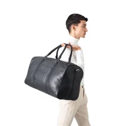 The Darrio Black Leather Duffle Bag
