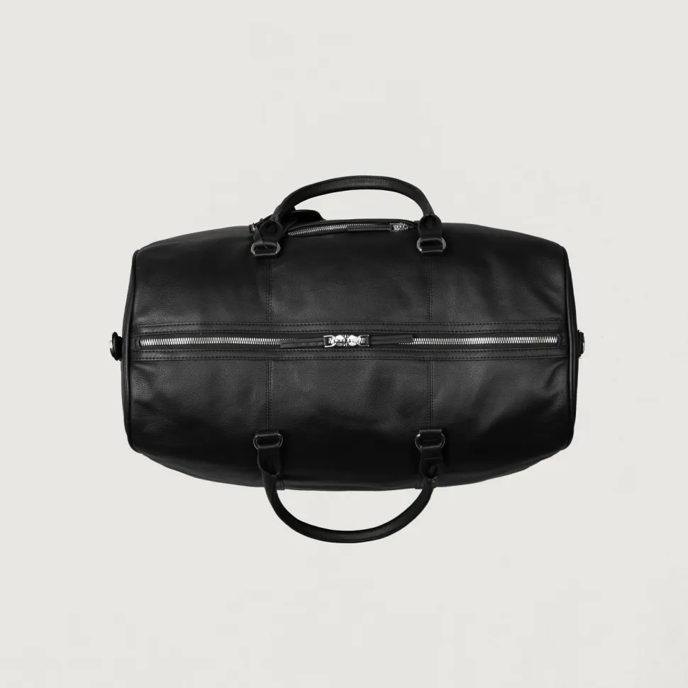 The Darrio Black Leather Duffle Bag