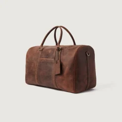 The Darrio Vintage Distressed Brown Leather Duffle Bag