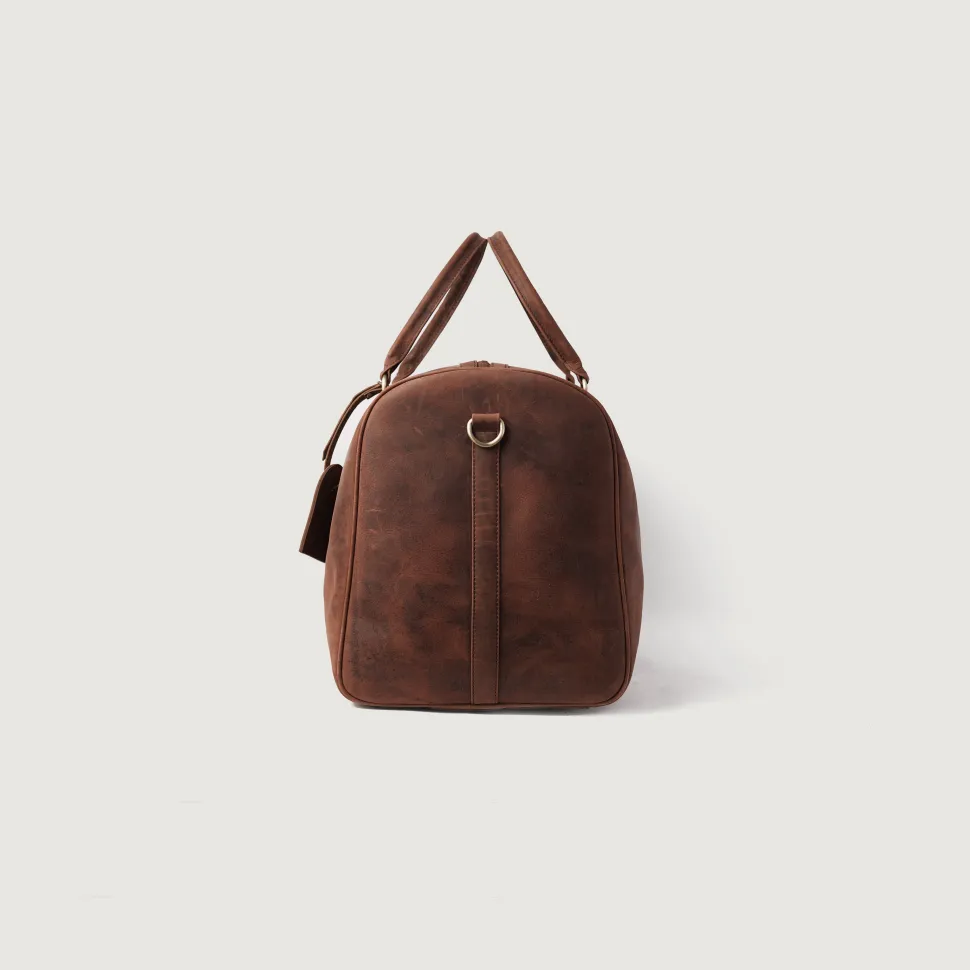 The Darrio Vintage Distressed Brown Leather Duffle Bag