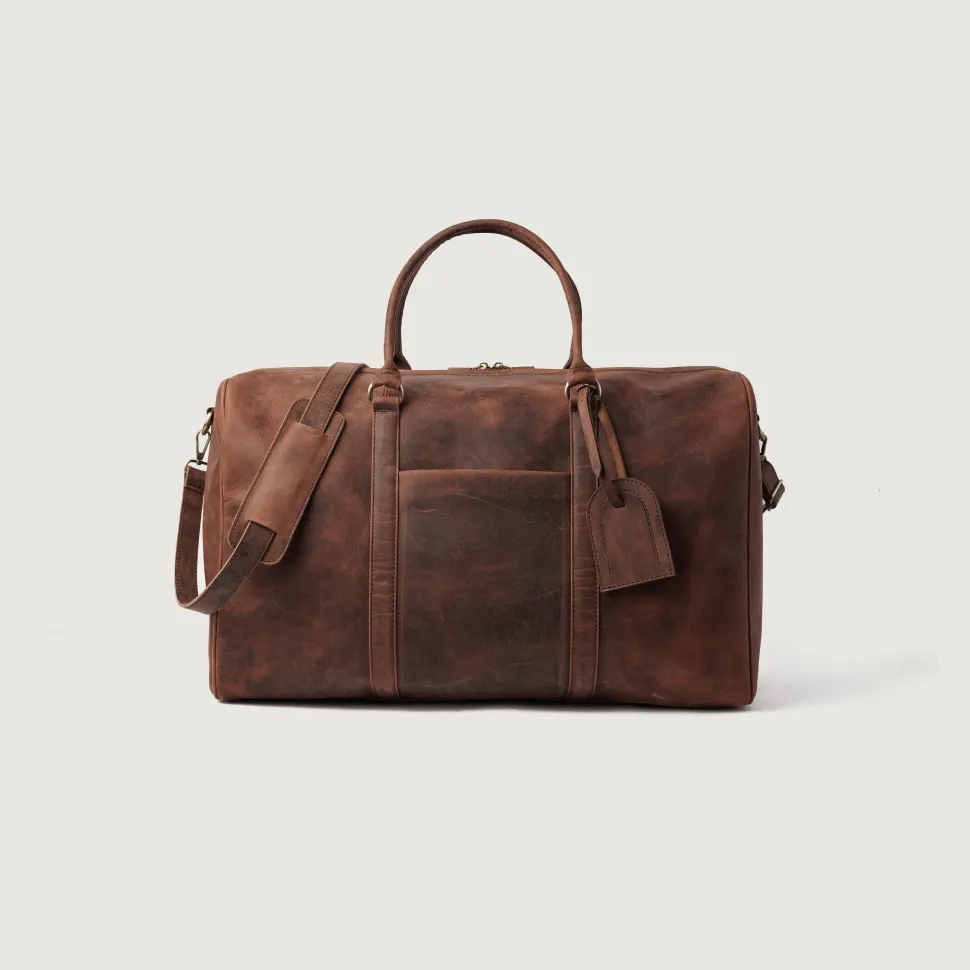 The Darrio Vintage Distressed Brown Leather Duffle Bag