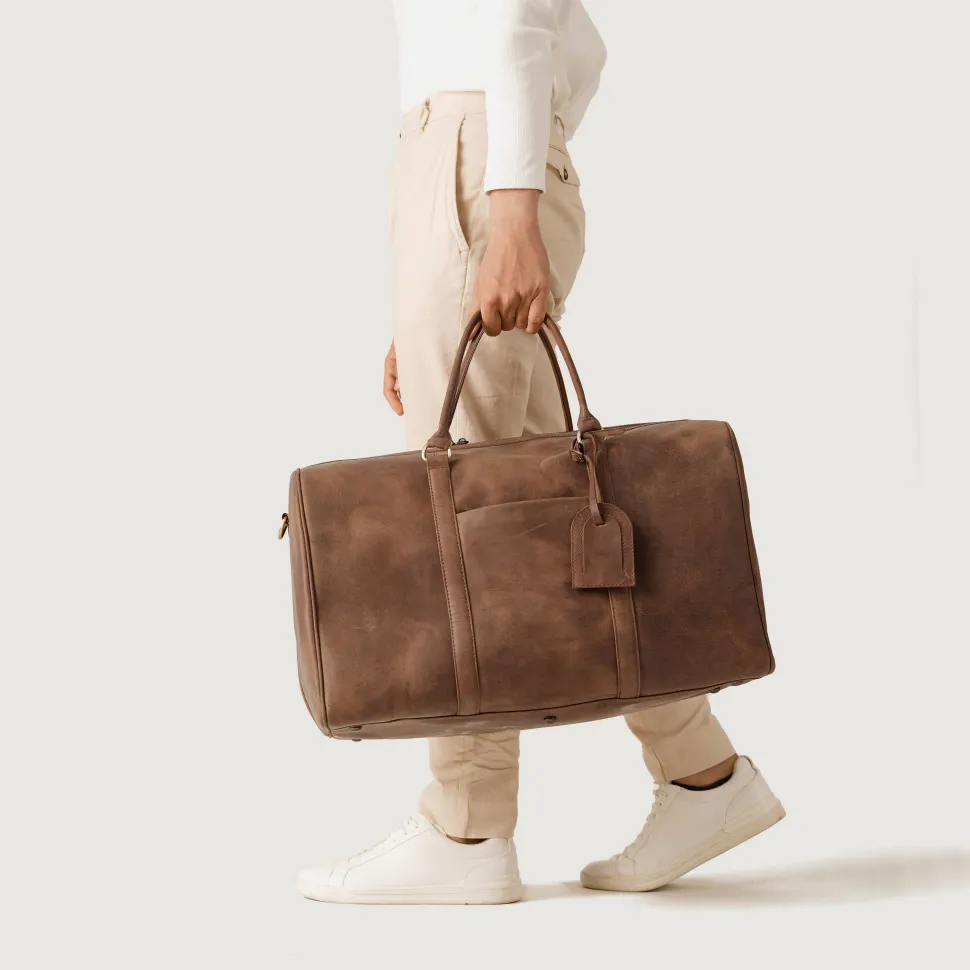 The Darrio Vintage Tan Brown Leather Duffle Bag