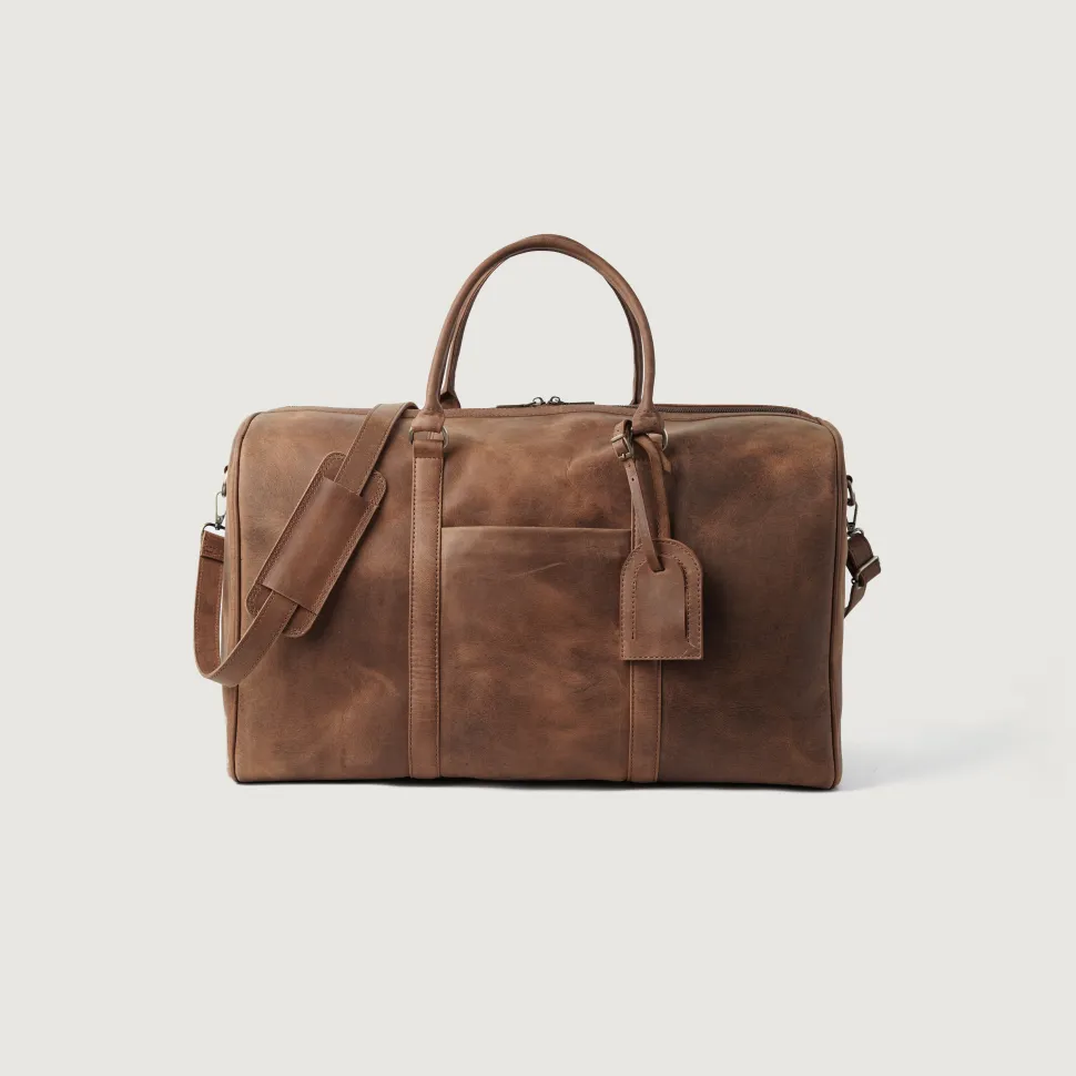 The Darrio Vintage Tan Brown Leather Duffle Bag