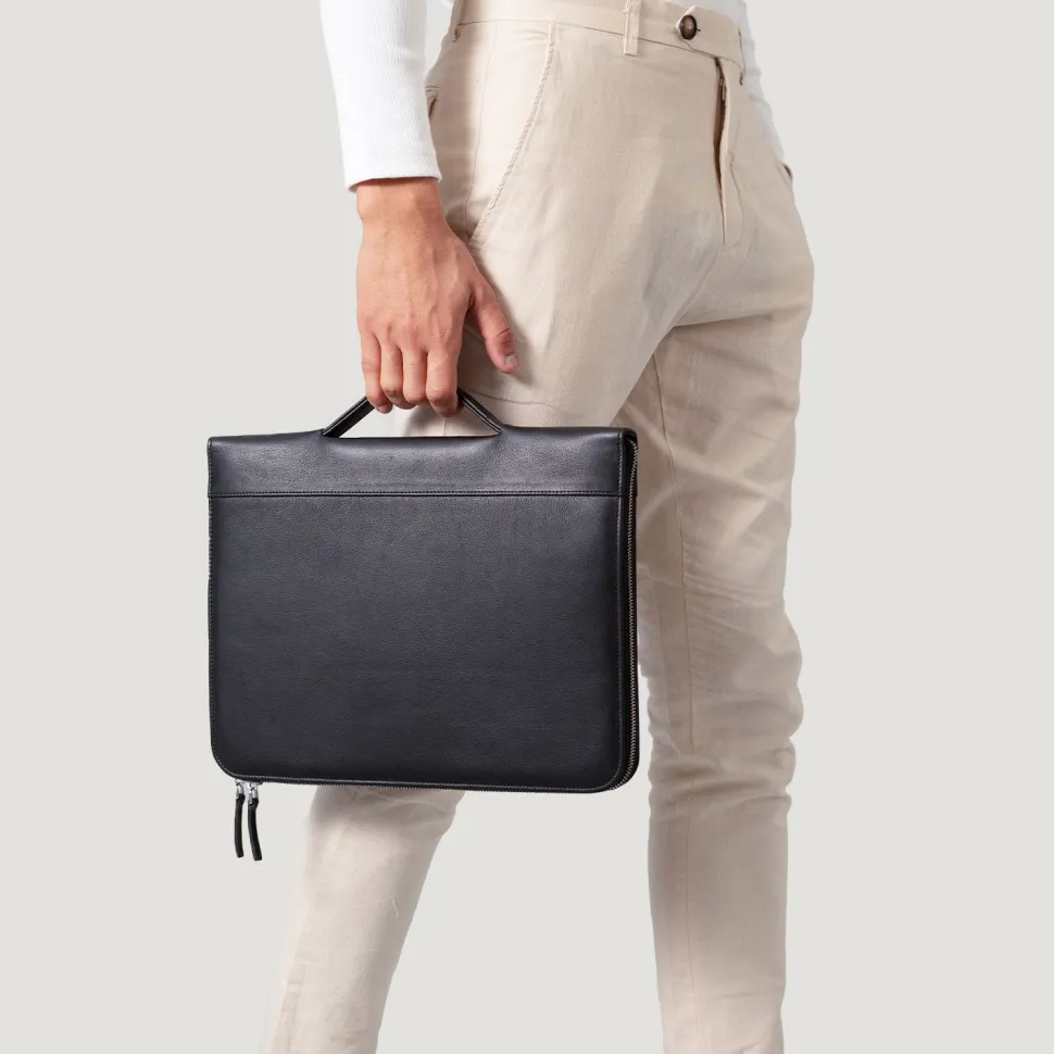 The Eclectic Black Leather Folio Organizer
