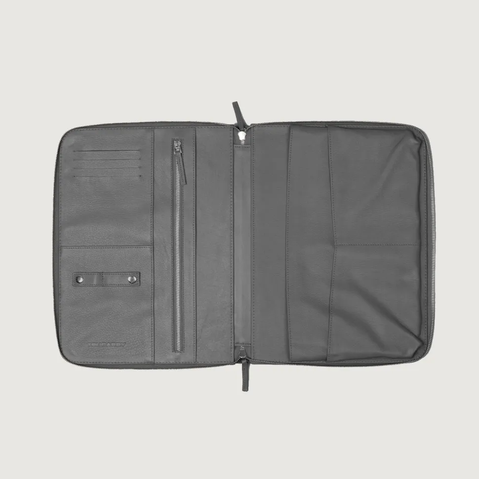 The Eclectic Grey Leather Folio Organizer