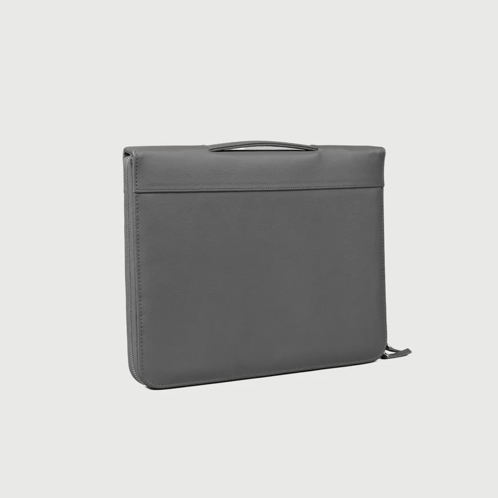 The Eclectic Grey Leather Folio Organizer