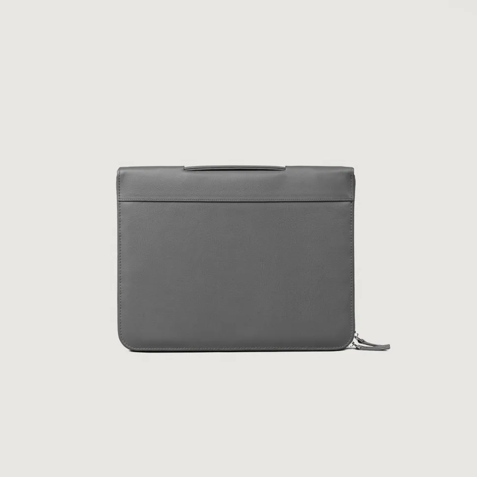 The Eclectic Grey Leather Folio Organizer