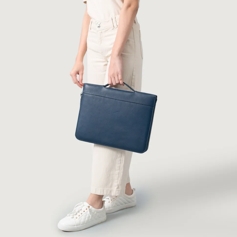 The Eclectic Midnight Blue Leather Folio Organizer