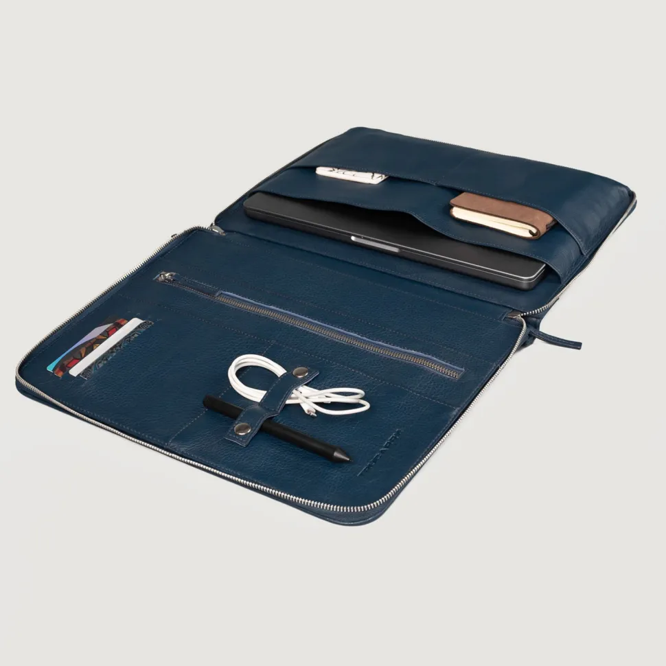 The Eclectic Midnight Blue Leather Folio Organizer