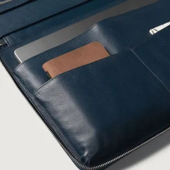 The Eclectic Midnight Blue Leather Folio Organizer