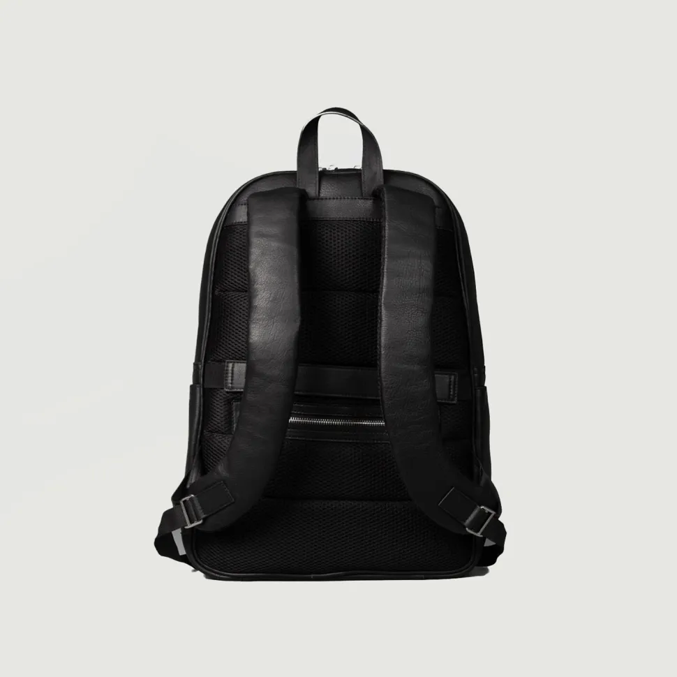 The Philos Black Leather Backpack