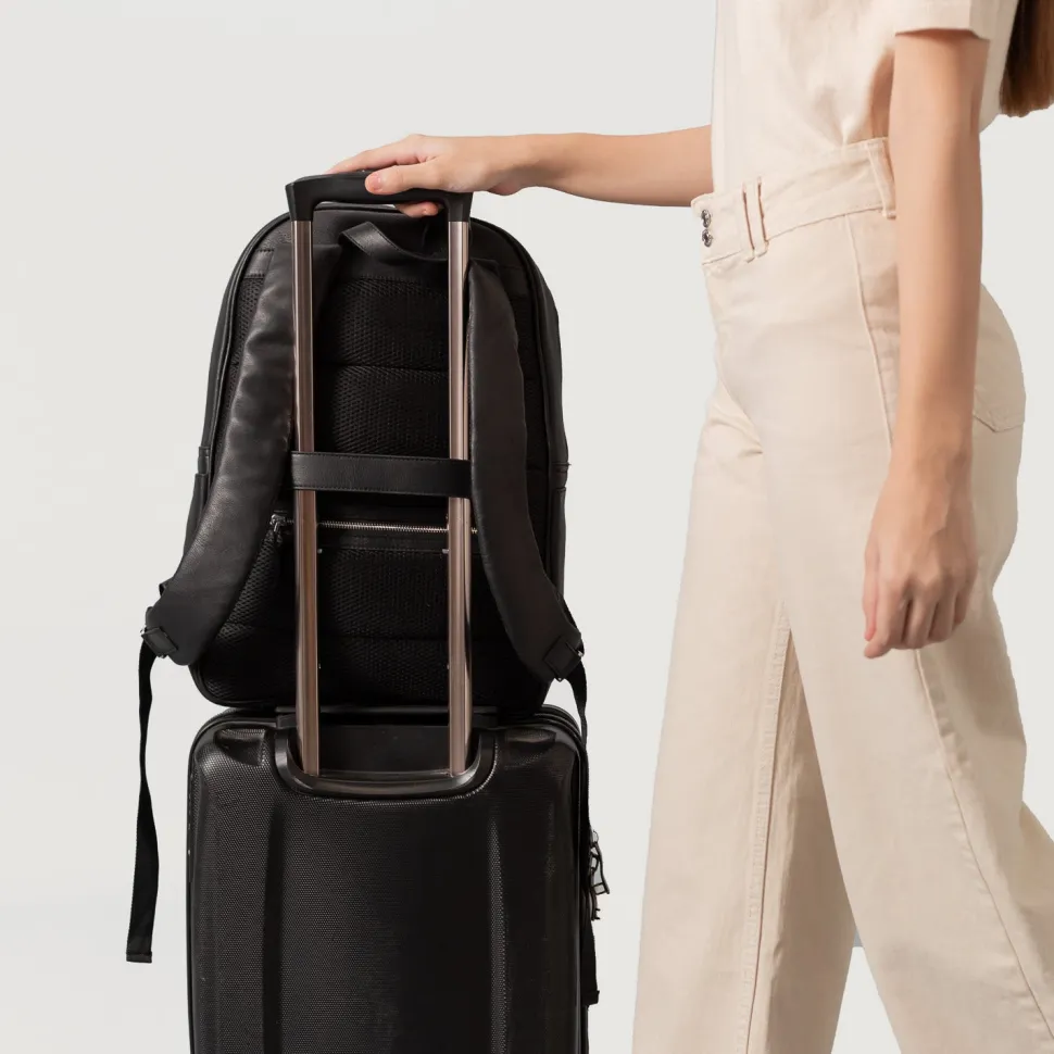 The Philos Black Leather Backpack
