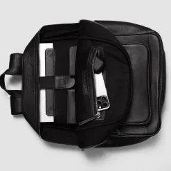 The Philos Black Leather Backpack