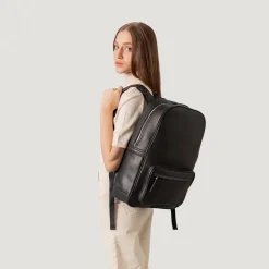 The Philos Black Leather Backpack