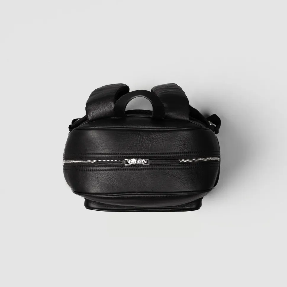 The Philos Black Leather Backpack