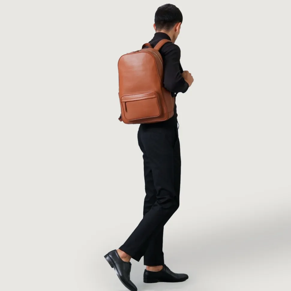 The Philos Brown Leather Backpack