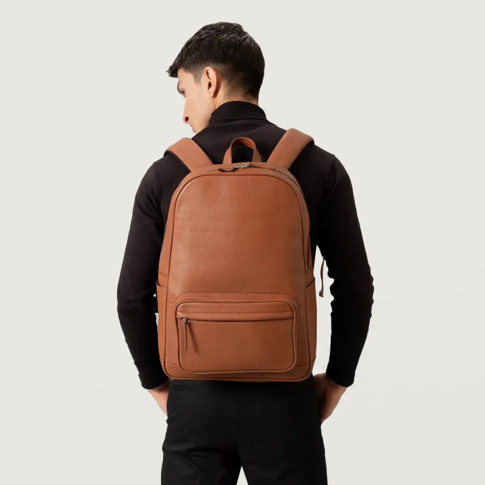 The Philos Brown Leather Backpack