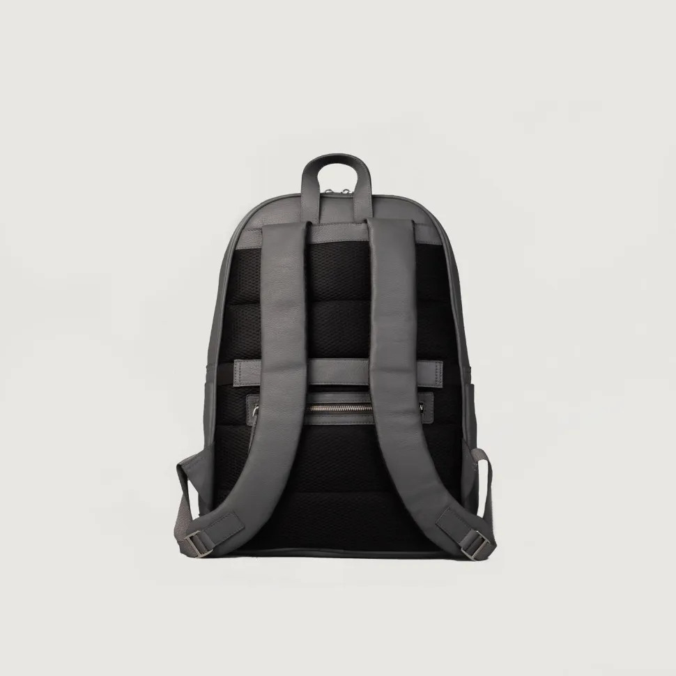 The Philos Grey Leather Backpack