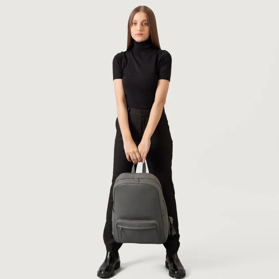 The Philos Grey Leather Backpack