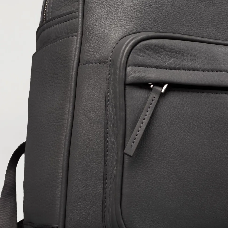 The Philos Grey Leather Backpack