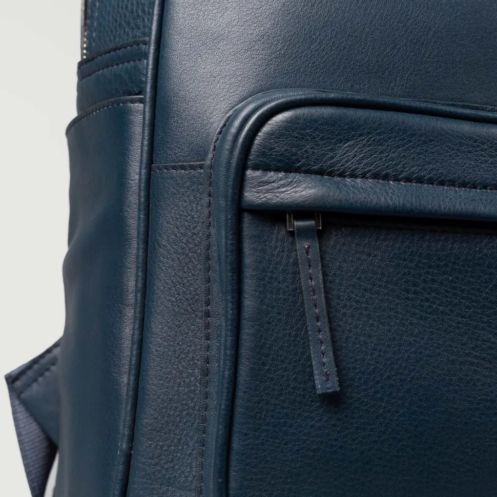 The Philos Midnight Blue Leather Backpack