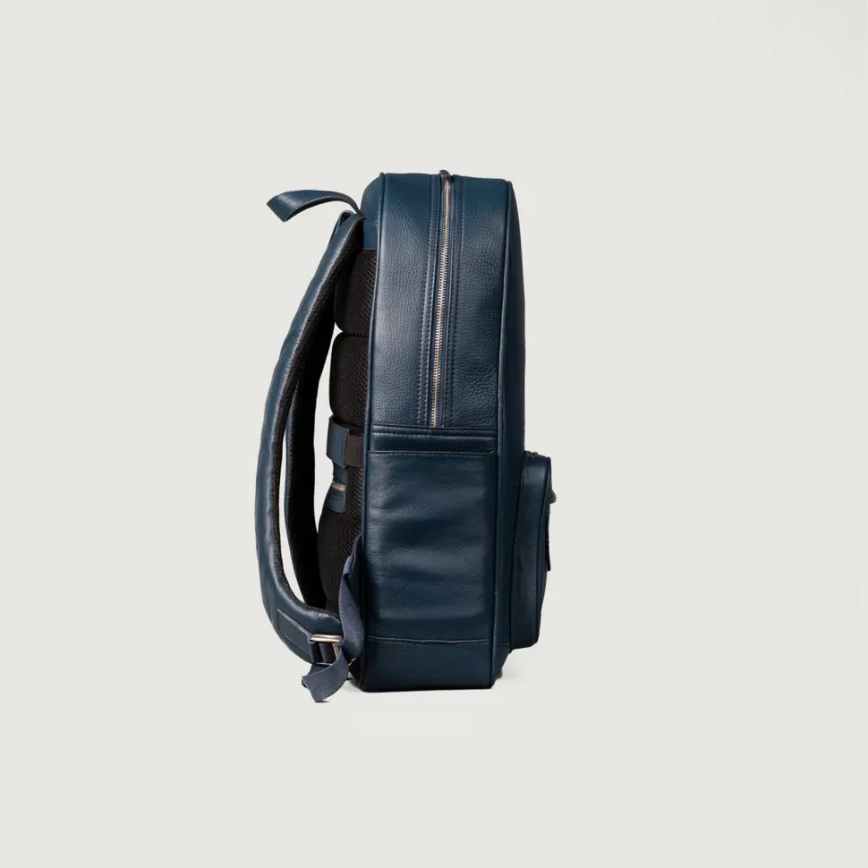The Philos Midnight Blue Leather Backpack
