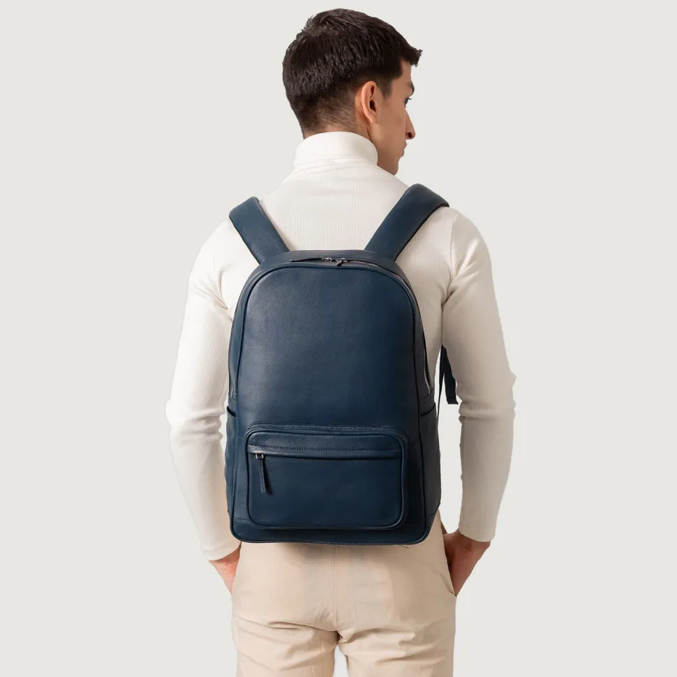 The Philos Midnight Blue Leather Backpack