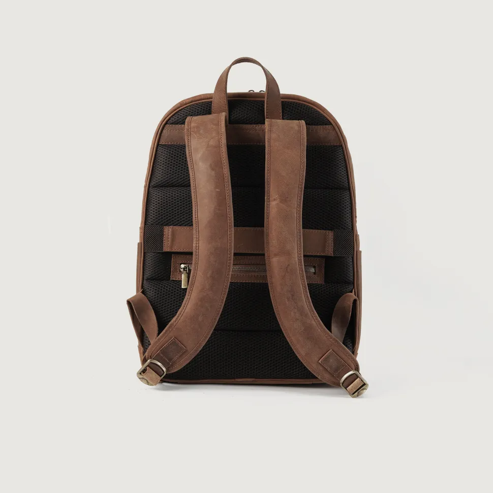 The Philos Vintage Tan Leather Backpack