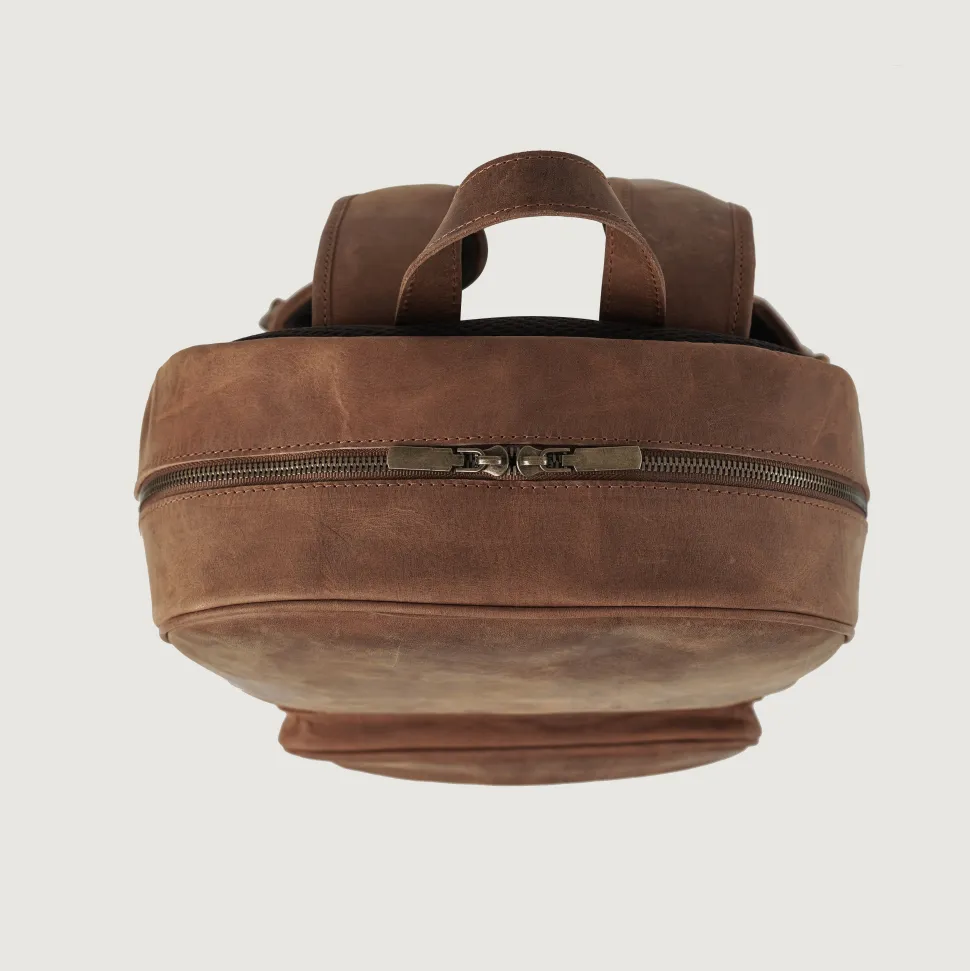 The Philos Vintage Tan Leather Backpack