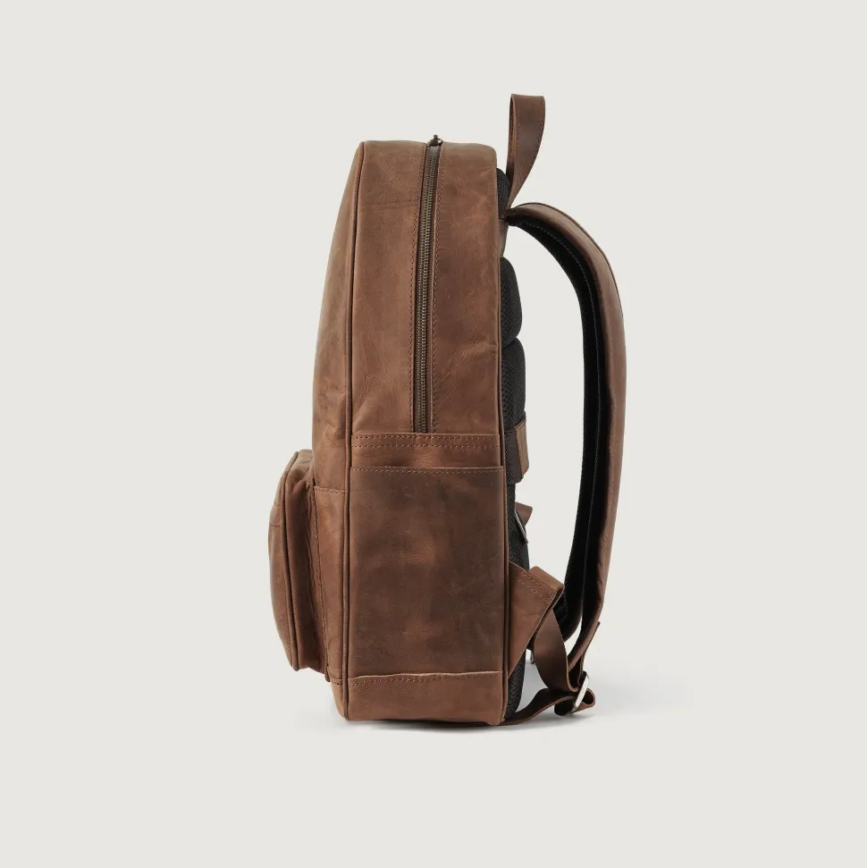 The Philos Vintage Tan Leather Backpack