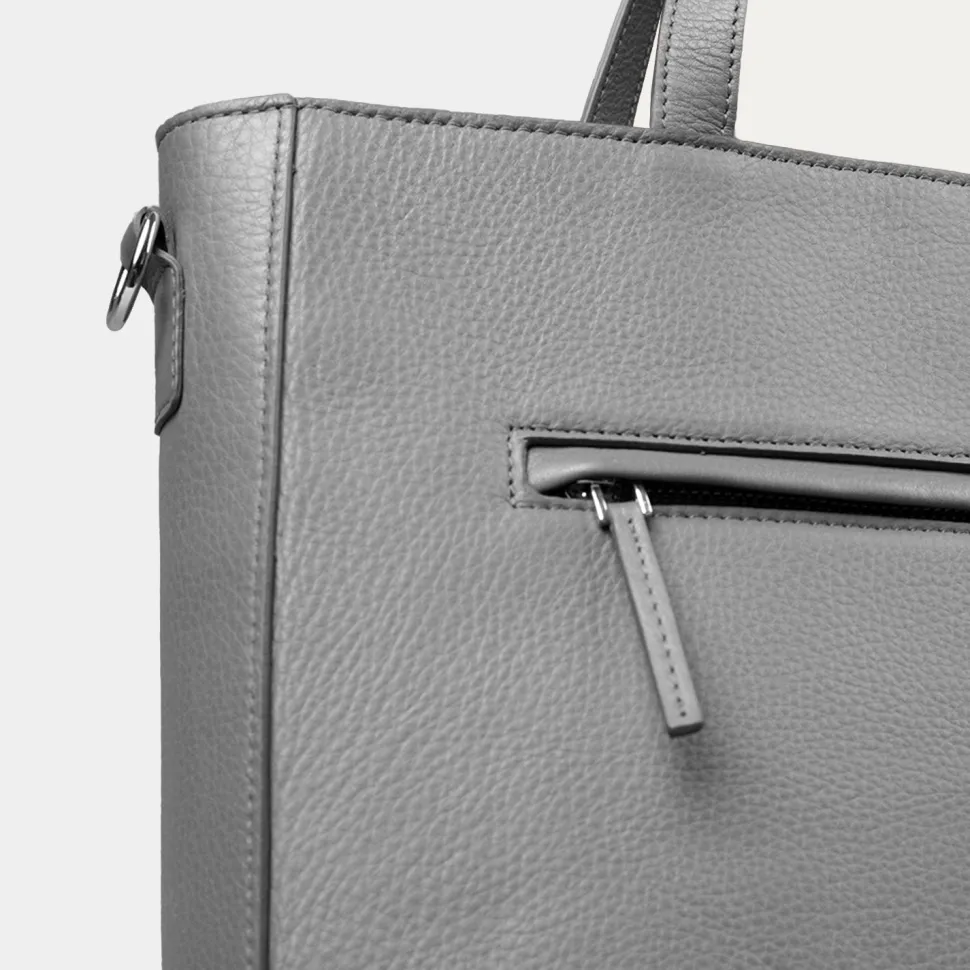 The Poet Grey Leather Tote Bag
