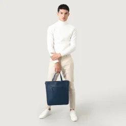 The Poet Midnight Blue Leather Tote Bag