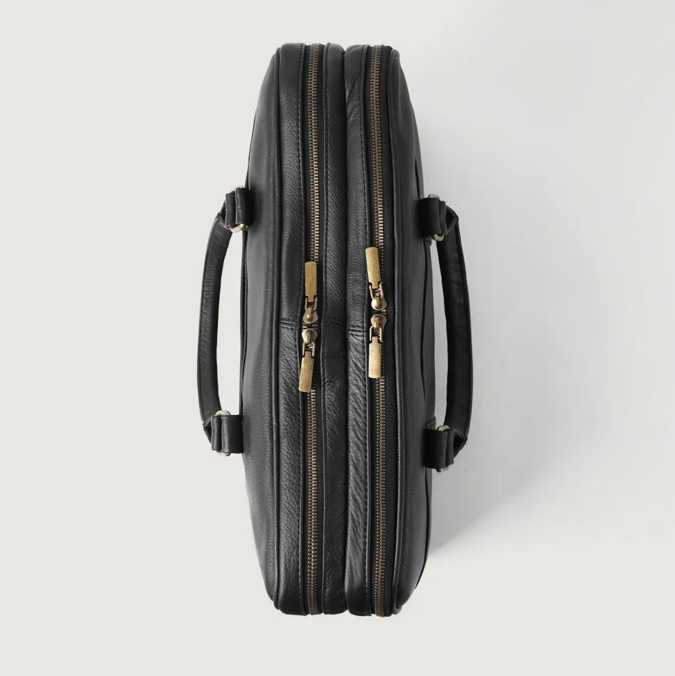 The Preston Black Leather Briefcase