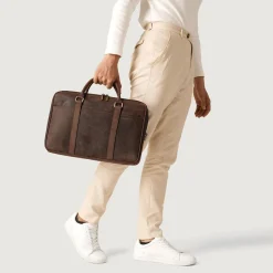 The Preston Vintage Distressed Brown Leather Briefcase