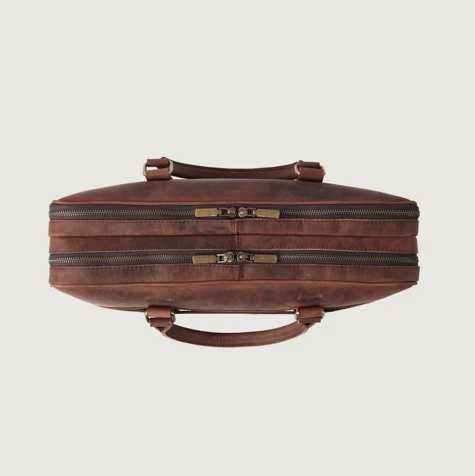 The Preston Vintage Distressed Brown Leather Briefcase