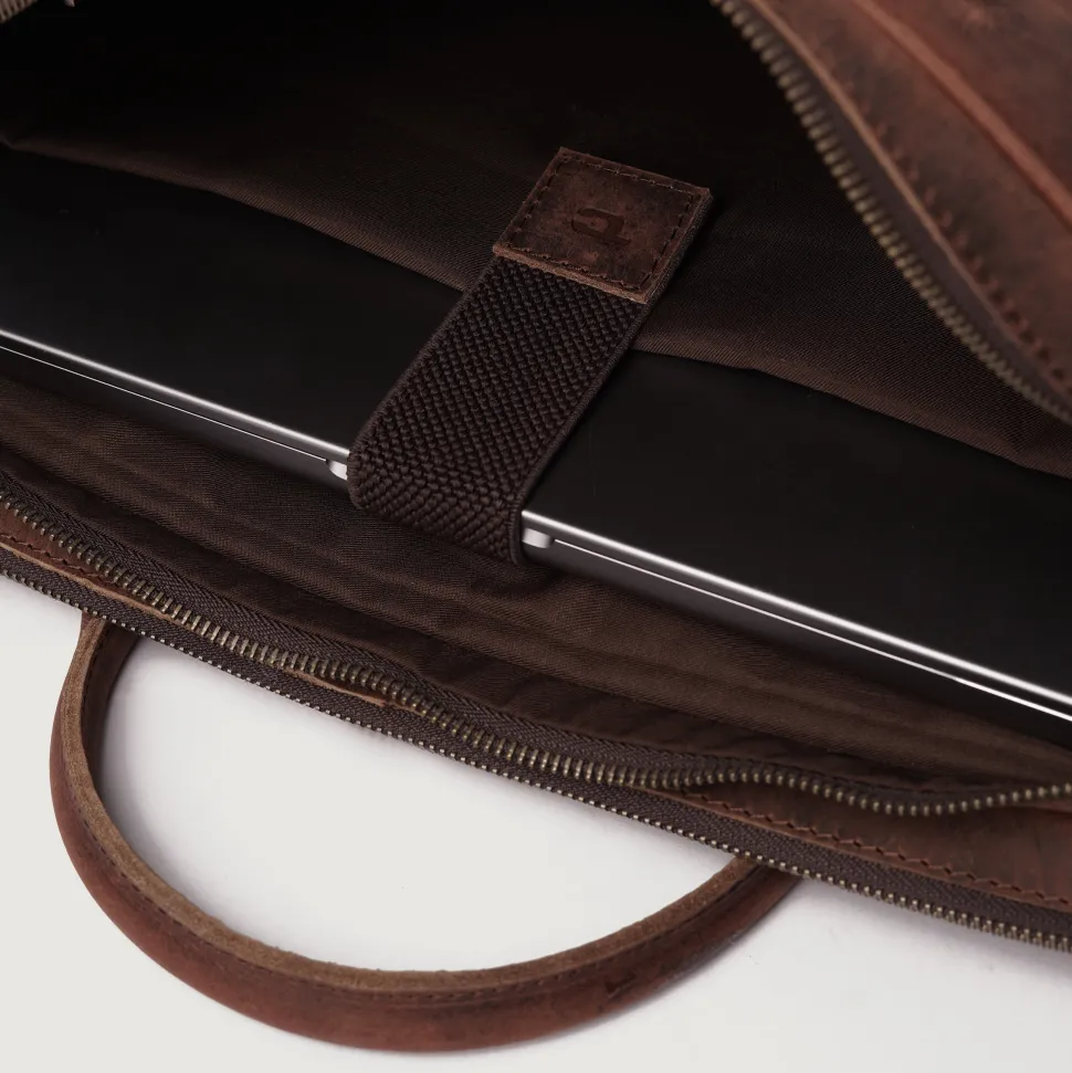 The Preston Vintage Distressed Brown Leather Briefcase