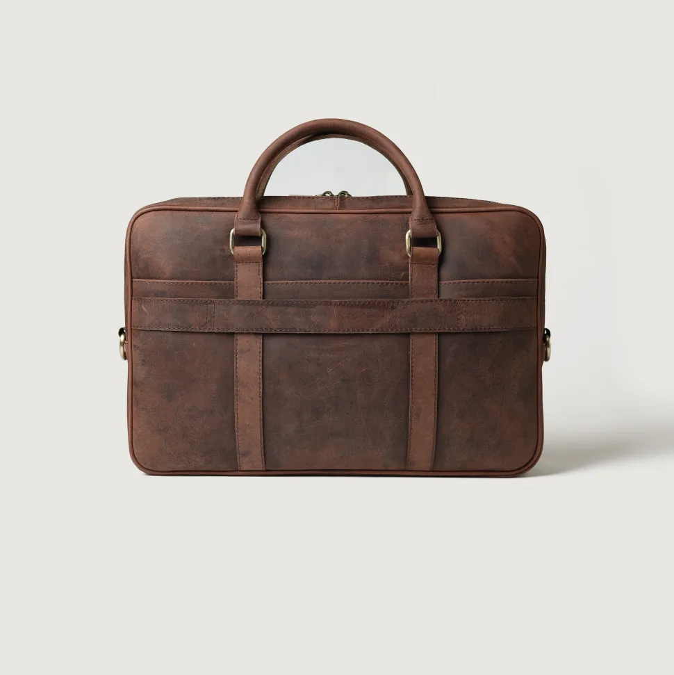 The Preston Vintage Distressed Brown Leather Briefcase