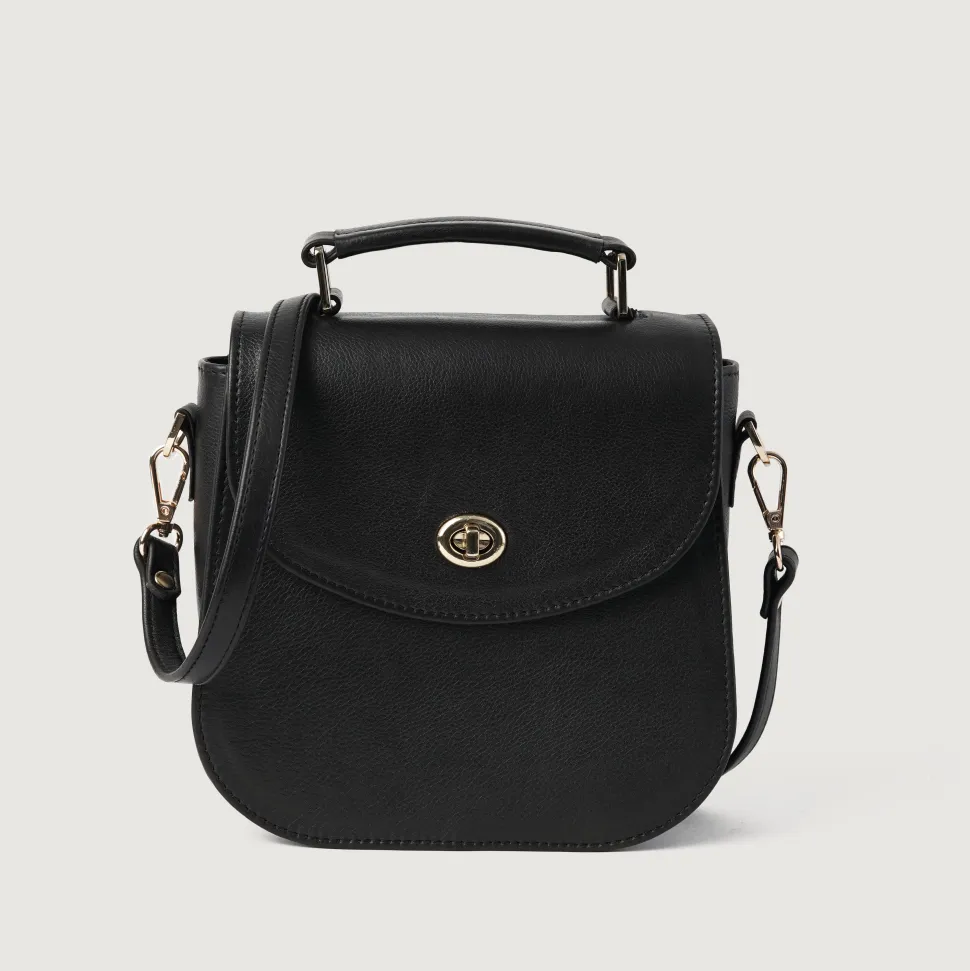 The Sandra Black Leather Saddle Bag