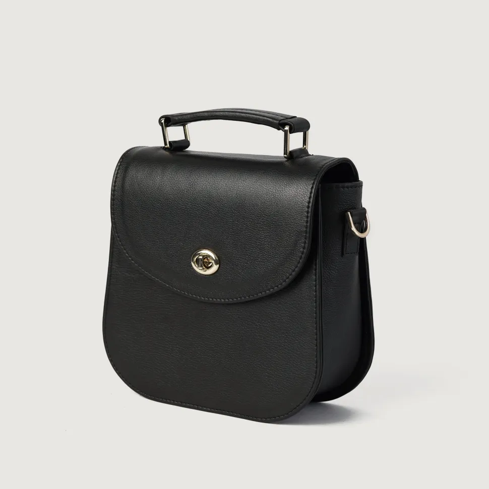 The Sandra Black Leather Saddle Bag